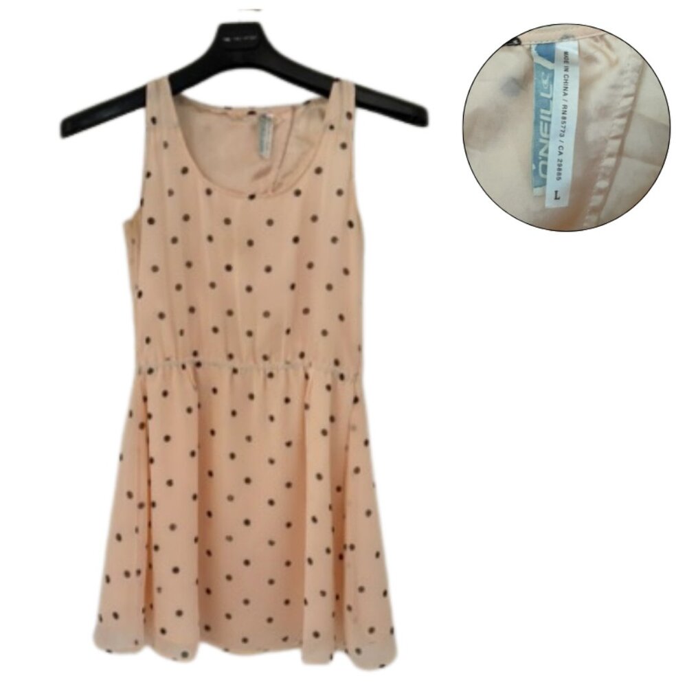 O’Neill Peach Polka Dot Sleeveless Dress – Size L